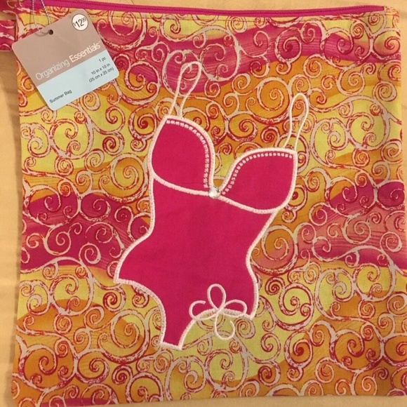 1 NEW Bathing Suit Swim Bikini Bag Organizing Essential 10x10 Waterproof Vinyl - Picture 5 of 7